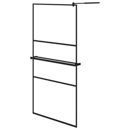 vidaXL Duschwand mit Ablage für Walk-In-Dusche Schwarz 100x195 cm ESG