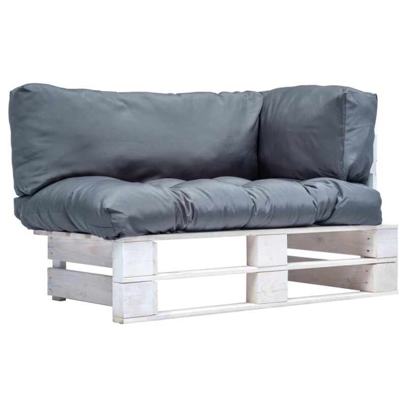 vidaXL Garten-Palettensofa mit Grauen Kissen Kiefernholz vidaXL Garten-Palettensofa mit Grauen Kissen Kiefernholz