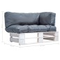 vidaXL Garten-Palettensofa mit Grauen Kissen Kiefernholz vidaXL Garten-Palettensofa mit Grauen Kissen Kiefernholz