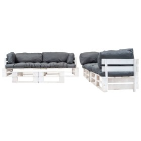 vidaXL 6-tlg. Paletten-Lounge-Set mit Kissen in Grau Holz