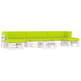 vidaXL 6-tlg. Paletten-Lounge-Set Weiß Imprägniertes Kiefernholz