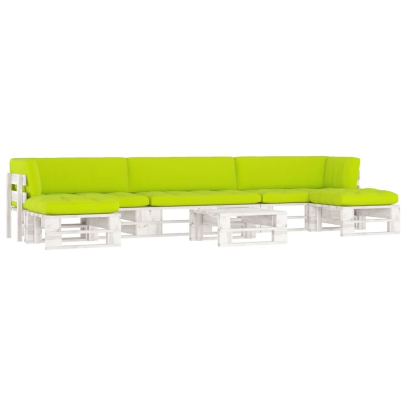 vidaXL 6-tlg. Paletten-Lounge-Set Weiß Imprägniertes Kiefernholz vidaXL 6-tlg. Paletten-Lounge-Set Weiß Imprägniertes Kiefernholz
