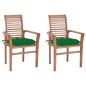 vidaXL Essstühle 2 Stk. mit Grünen Kissen Massivholz Teak vidaXL Essstühle 2 Stk. mit Grünen Kissen Massivholz Teak