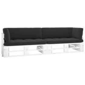 vidaXL 2-Sitzer-Palettensofa Weiß Imprägniertes Kiefernholz