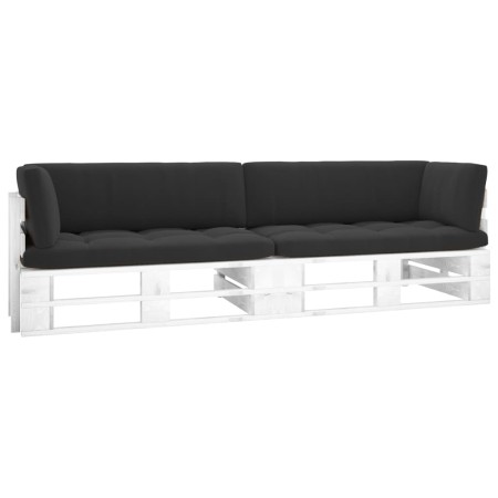 vidaXL 2-Sitzer-Palettensofa Weiß Imprägniertes Kiefernholz