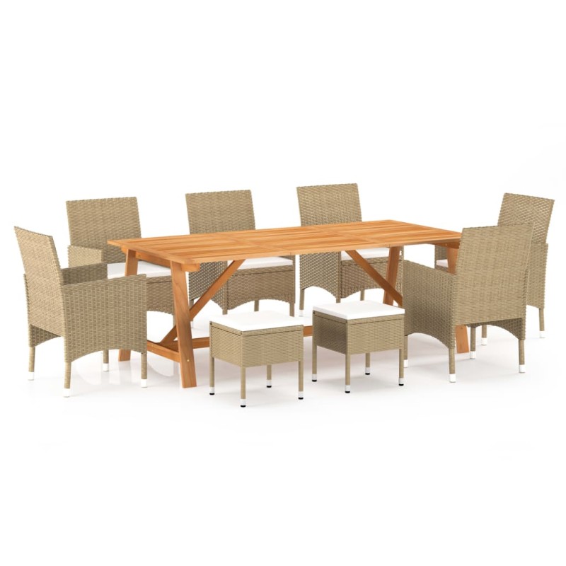 vidaXL 9-tlg. Garten-Essgruppe Beige vidaXL 9-tlg. Garten-Essgruppe Beige