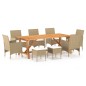 vidaXL 9-tlg. Garten-Essgruppe Beige vidaXL 9-tlg. Garten-Essgruppe Beige