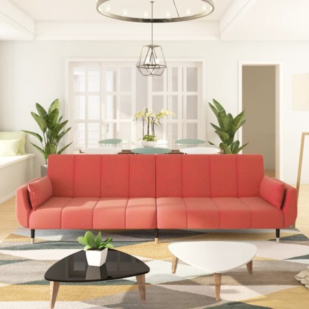 vidaXL Schlafsofa 2-Sitzer mit 2 Kissen Rosa Samt