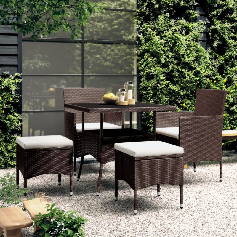 vidaXL 5-tlg. Garten-Essgruppe Poly Rattan Braun vidaXL 5-tlg. Garten-Essgruppe Poly Rattan Braun