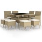 vidaXL 9-tlg. Garten-Essgruppe Poly Rattan Beige vidaXL 9-tlg. Garten-Essgruppe Poly Rattan Beige