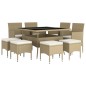 vidaXL 9-tlg. Garten-Essgruppe Poly Rattan Beige vidaXL 9-tlg. Garten-Essgruppe Poly Rattan Beige