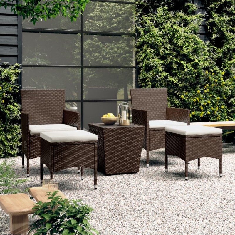 vidaXL 5-tlg. Bistro-Set Poly-Rattan und Hartglas Braun vidaXL 5-tlg. Bistro-Set Poly-Rattan und Hartglas Braun