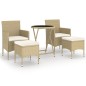 vidaXL 5-tlg. Garten-Bistro-Set Poly Rattan und Hartglas Beige vidaXL 5-tlg. Garten-Bistro-Set Poly Rattan und Hartglas Beige