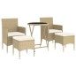 vidaXL 5-tlg. Garten-Bistro-Set Poly Rattan und Hartglas Beige vidaXL 5-tlg. Garten-Bistro-Set Poly Rattan und Hartglas Beige