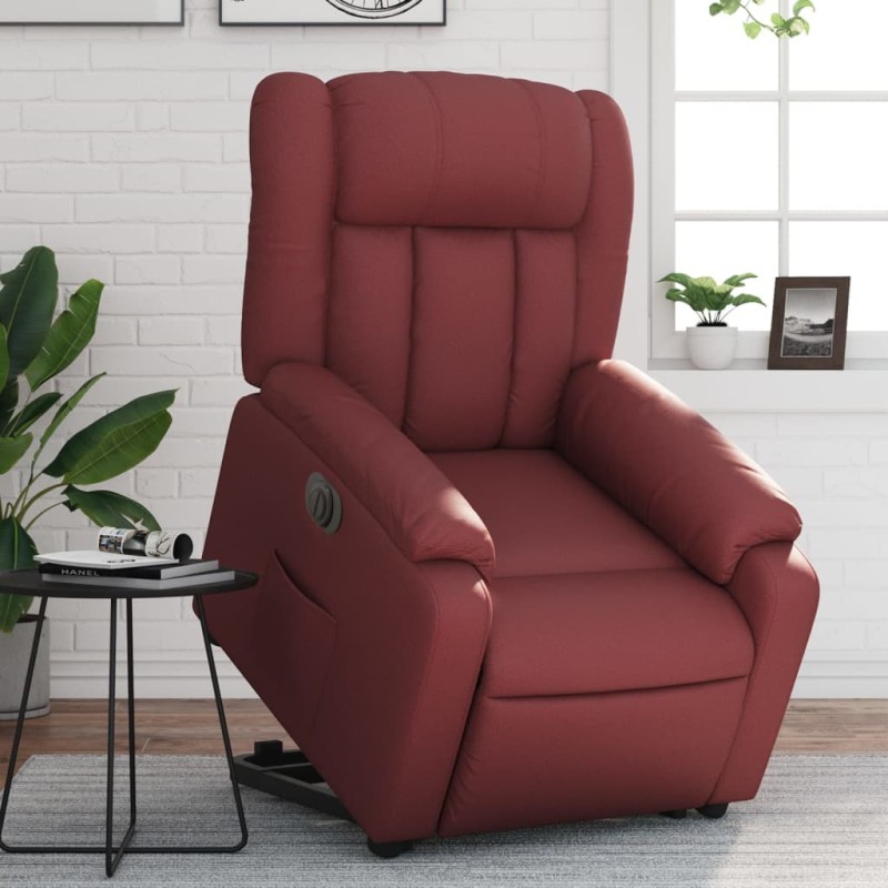 vidaXL Relaxsessel mit Aufstehhilfe Elektrisch Weinrot Kunstleder vidaXL Relaxsessel mit Aufstehhilfe Elektrisch Weinrot Kunstleder