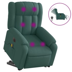 vidaXL Elektrischer Massagesessel mit Aufstehhilfe Dunkelgrün Stoff