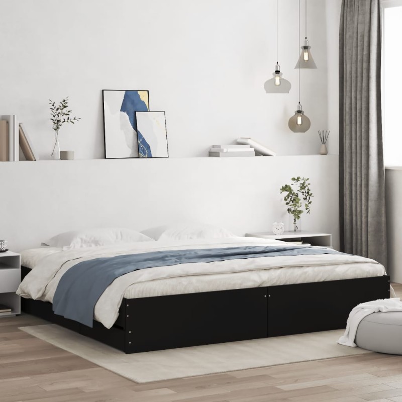 vidaXL Bettgestell mit Schubladen Schwarz 180x200 cm Holzwerkstoff vidaXL Bettgestell mit Schubladen Schwarz 180x200 cm Holzwerkstoff