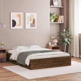 vidaXL Bettgestell mit Schubladen Braun Eichen-Optik 120x190 cm