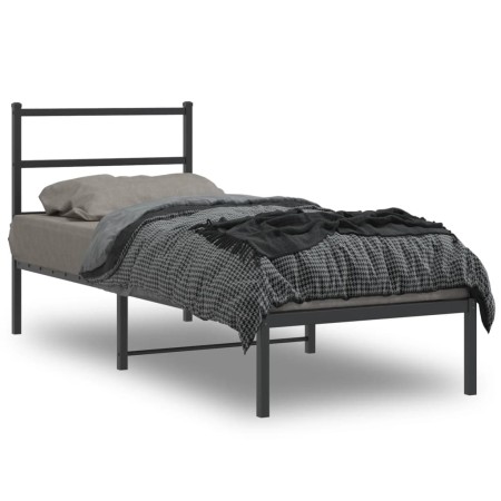 vidaXL Bettgestell mit Kopfteil Metall Schwarz 80x200 cm