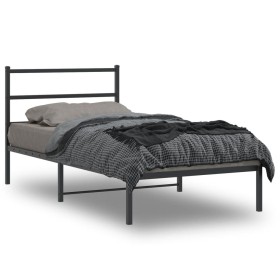 vidaXL Bettgestell mit Kopfteil Metall Schwarz 107x203 cm
