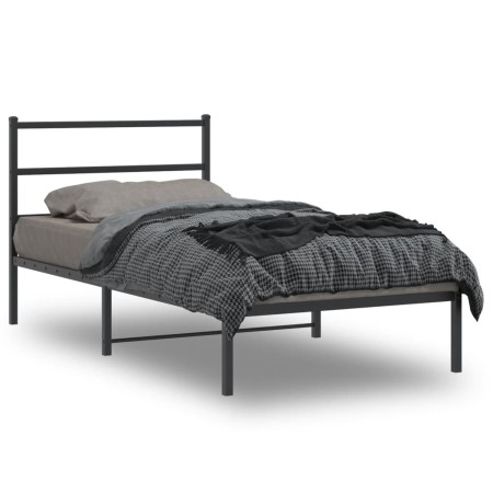 vidaXL Bettgestell mit Kopfteil Metall Schwarz 107x203 cm