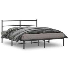vidaXL Bettgestell mit Kopfteil Metall Schwarz 160x200 cm