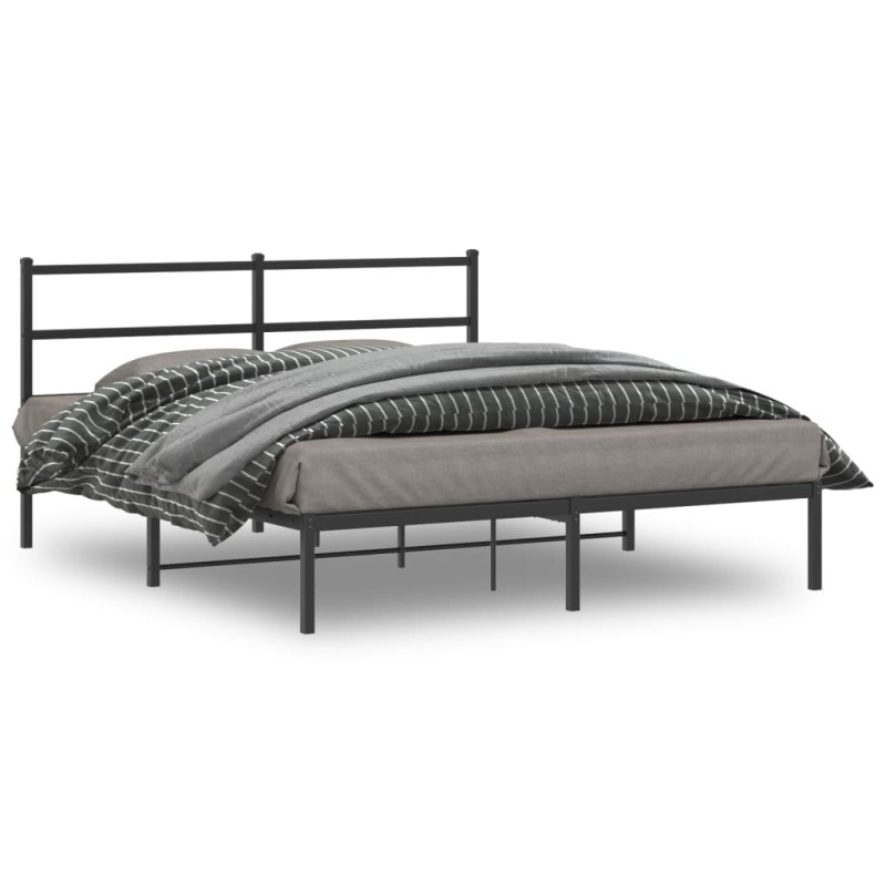 vidaXL Bettgestell mit Kopfteil Metall Schwarz 160x200 cm vidaXL Bettgestell mit Kopfteil Metall Schwarz 160x200 cm