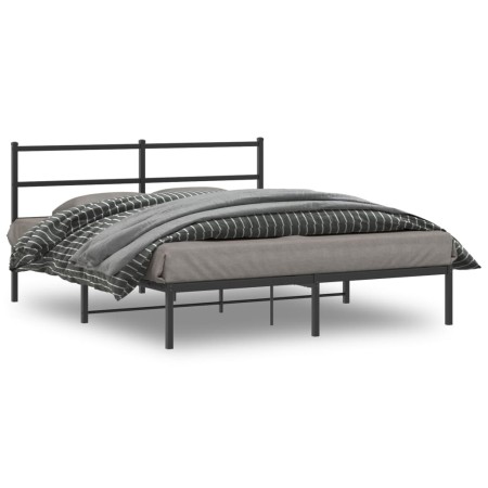 vidaXL Bettgestell mit Kopfteil Metall Schwarz 160x200 cm