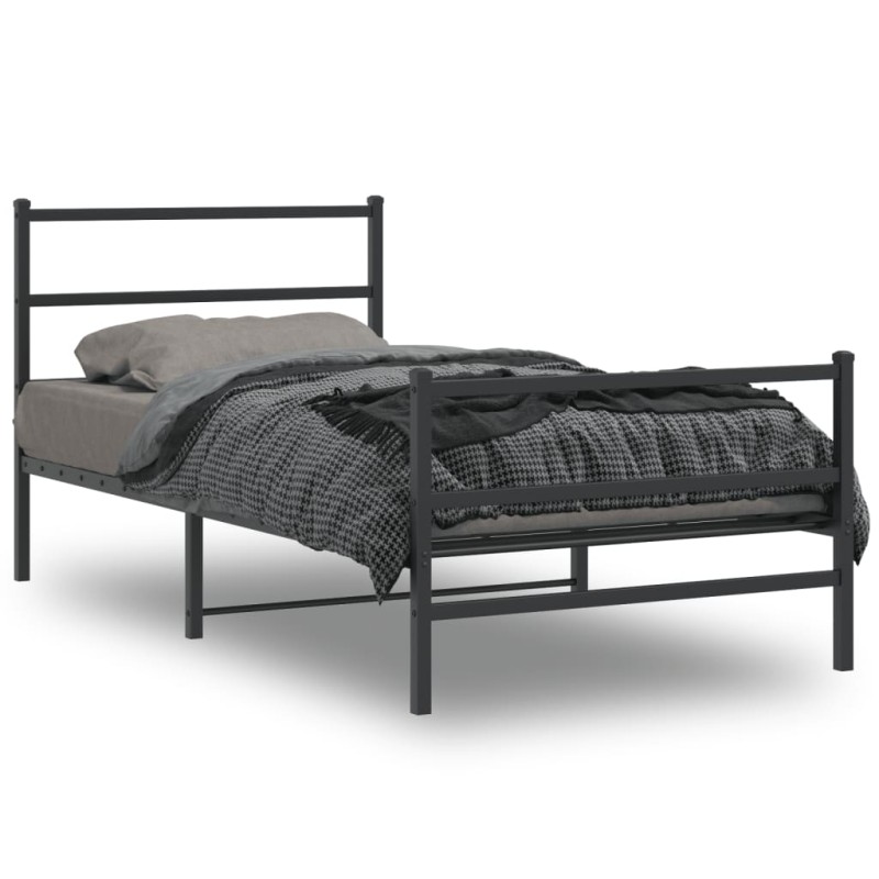 vidaXL Bettgestell mit Kopf- und Fußteil Metall Schwarz 100x190 cm vidaXL Bettgestell mit Kopf- und Fußteil Metall Schwarz 100x190 cm