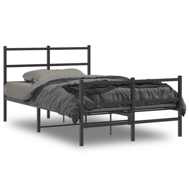 vidaXL Bettgestell mit Kopf- und Fußteil Metall Schwarz 120x190 cm vidaXL Bettgestell mit Kopf- und Fußteil Metall Schwarz 120x190 cm