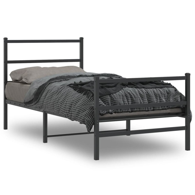 vidaXL Bettgestell mit Kopf- und Fußteil Metall Schwarz 90x190 cm vidaXL Bettgestell mit Kopf- und Fußteil Metall Schwarz 90x190 cm