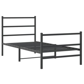 vidaXL Bettgestell mit Kopf- und Fußteil Metall Schwarz 90x190 cm