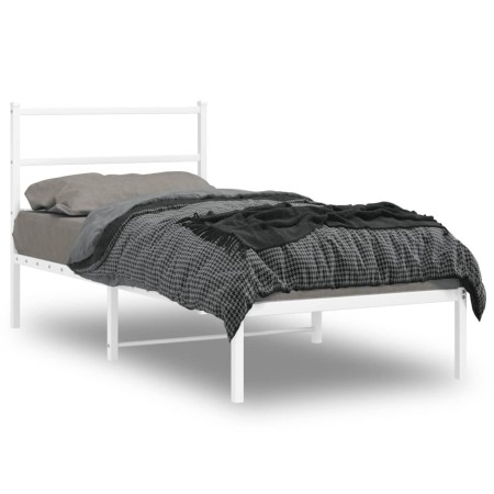 vidaXL Bettgestell mit Kopfteil Metall Weiß 90x190 cm