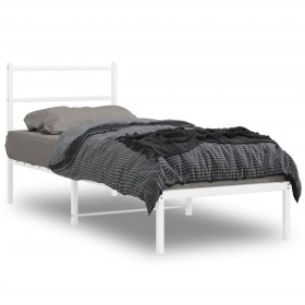 vidaXL Bettgestell mit Kopfteil Metall Weiß 75x190 cm