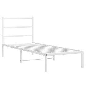 vidaXL Bettgestell mit Kopfteil Metall Weiß 75x190 cm