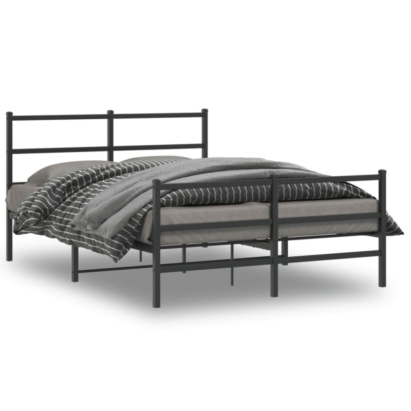 vidaXL Bettgestell mit Kopf- und Fußteil Metall Schwarz 135x190 cm vidaXL Bettgestell mit Kopf- und Fußteil Metall Schwarz 135x190 cm