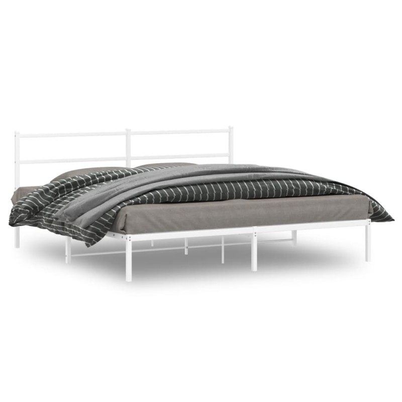 vidaXL Bettgestell mit Kopfteil Metall Weiß 183x213 cm vidaXL Bettgestell mit Kopfteil Metall Weiß 183x213 cm