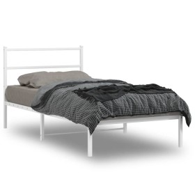 vidaXL Bettgestell mit Kopfteil Metall Weiß 107x203 cm