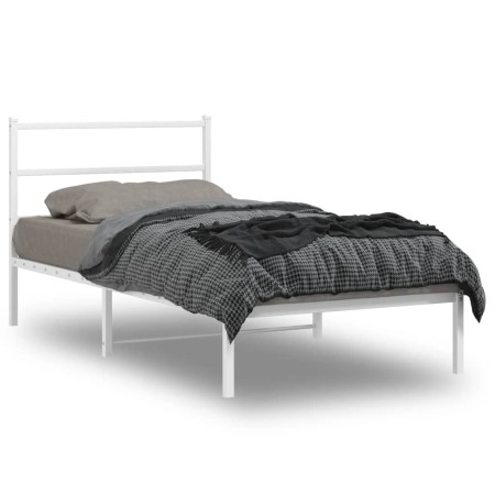 vidaXL Bettgestell mit Kopfteil Metall Weiß 107x203 cm