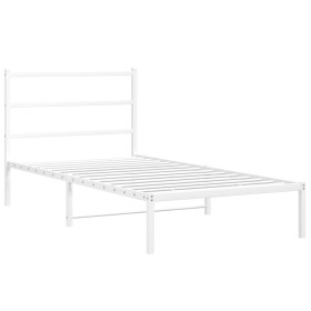 vidaXL Bettgestell mit Kopfteil Metall Weiß 107x203 cm