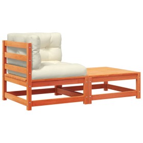 vidaXL Garten-Ecksofa mit Kissen und Hocker