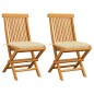 Gartenstühle mit Cremeweißen Kissen 2 Stk. Massivholz Teak Gartenstühle mit Cremeweißen Kissen 2 Stk. Massivholz Teak