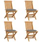 vidaXL Gartenstühle mit Grauen Kissen 4 Stk. Massivholz Teak vidaXL Gartenstühle mit Grauen Kissen 4 Stk. Massivholz Teak