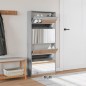 vidaXL Schuhschrank mit Spiegel 4 Fächer Grau Sonoma 63x17x134 cm vidaXL Schuhschrank mit Spiegel 4 Fächer Grau Sonoma 63x17x134 cm