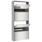 vidaXL Schuhschrank mit Spiegel 4 Fächer Grau Sonoma 63x17x134 cm vidaXL Schuhschrank mit Spiegel 4 Fächer Grau Sonoma 63x17x134 cm