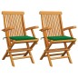 Gartenstühle mit Grünen Kissen 2 Stk. Massivholz Teak Gartenstühle mit Grünen Kissen 2 Stk. Massivholz Teak
