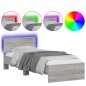 vidaXL Bettgestell mit Kopfteil und LED-Leuchten Grau Sonoma 90x200 cm vidaXL Bettgestell mit Kopfteil und LED-Leuchten Grau Sonoma 90x200 cm