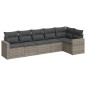 vidaXL 6-tlg. Garten-Sofagarnitur mit Kissen Grau Poly Rattan vidaXL 6-tlg. Garten-Sofagarnitur mit Kissen Grau Poly Rattan