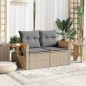 vidaXL Gartensofa mit Kissen 2-Sitzer Beige Poly Rattan vidaXL Gartensofa mit Kissen 2-Sitzer Beige Poly Rattan