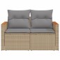 vidaXL Gartensofa mit Kissen 2-Sitzer Beige Poly Rattan vidaXL Gartensofa mit Kissen 2-Sitzer Beige Poly Rattan